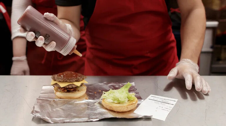 Preparing a Five Guys burger